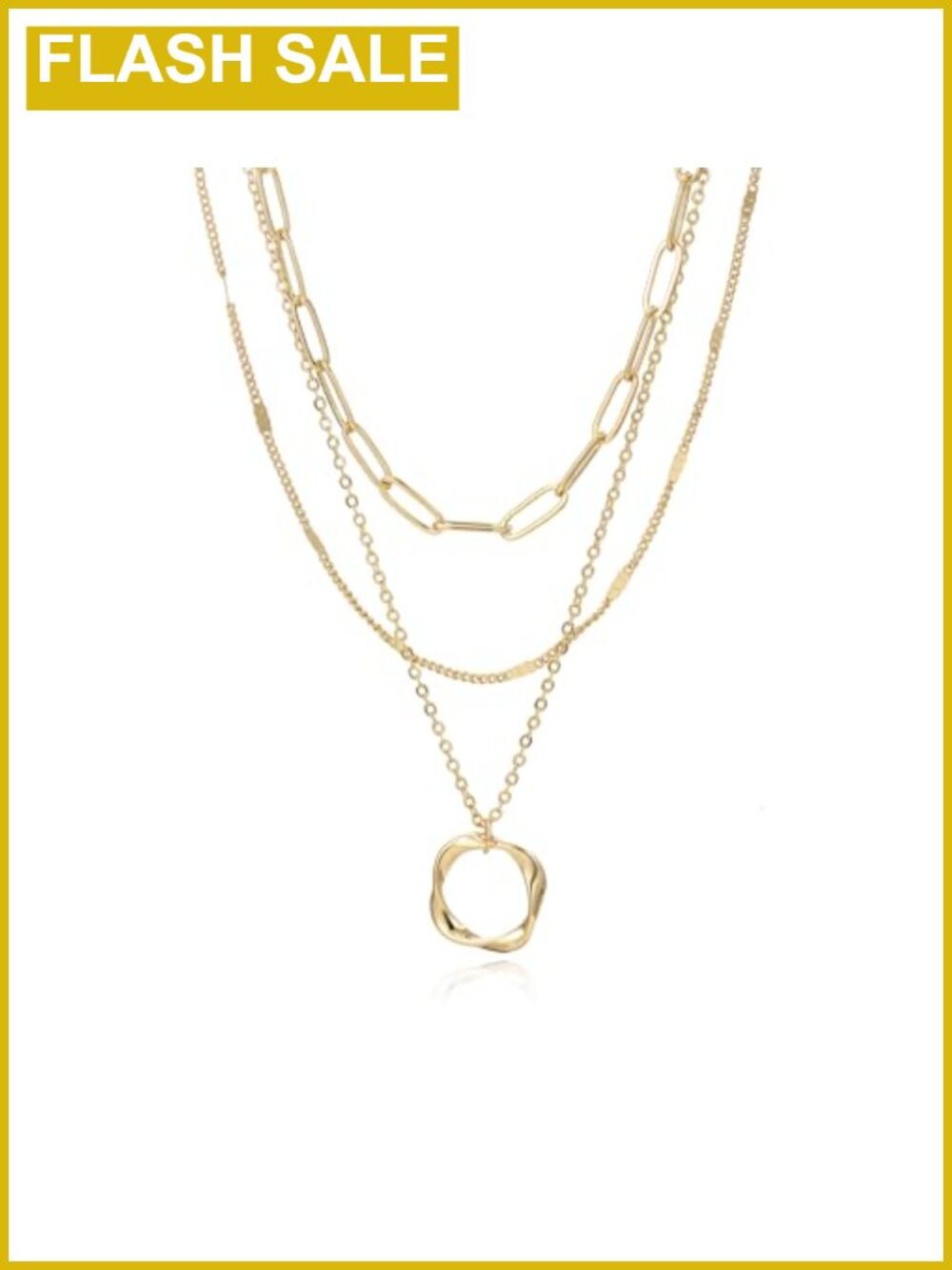 18K Gold Plated Layered Necklace Set Dainty Choker Chains 3pc